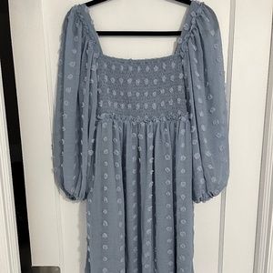 Vici x Listicle Swiss Dot Long Puff Sleeve Dress